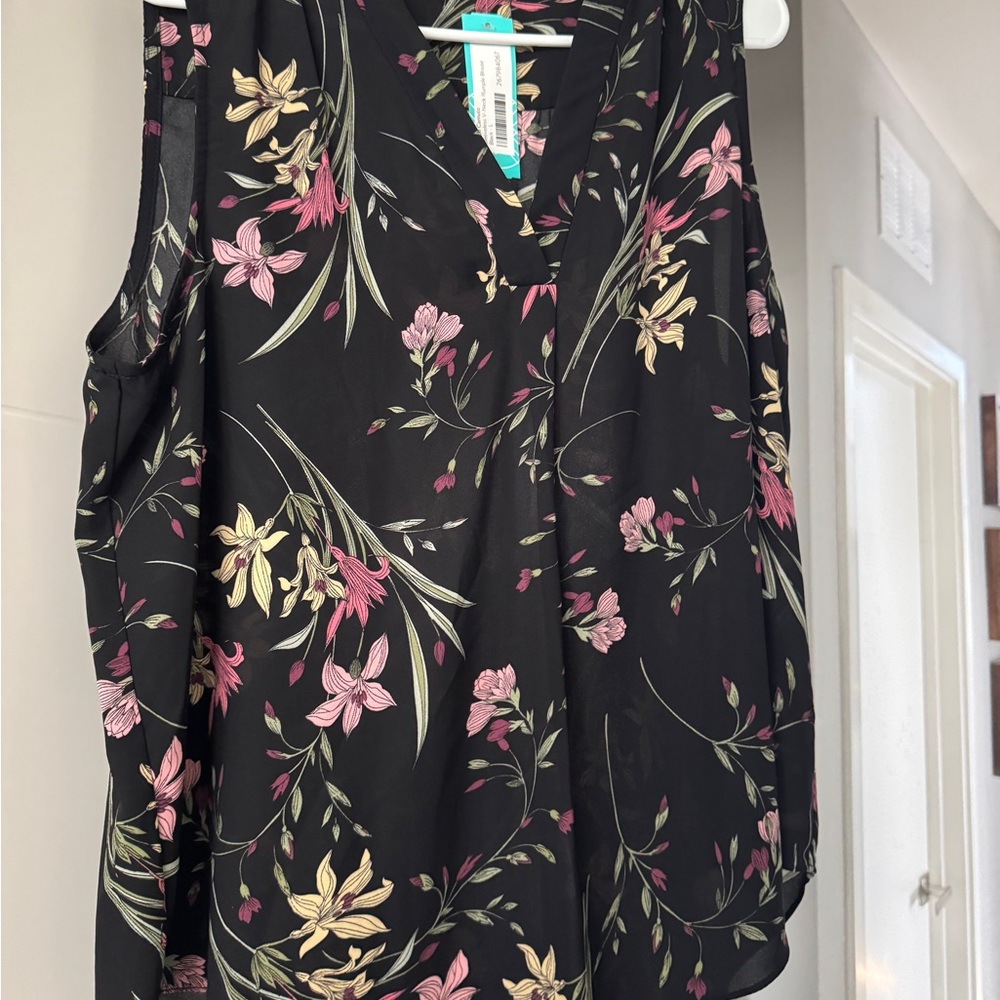 Vince Camuto Black Floral Blouse